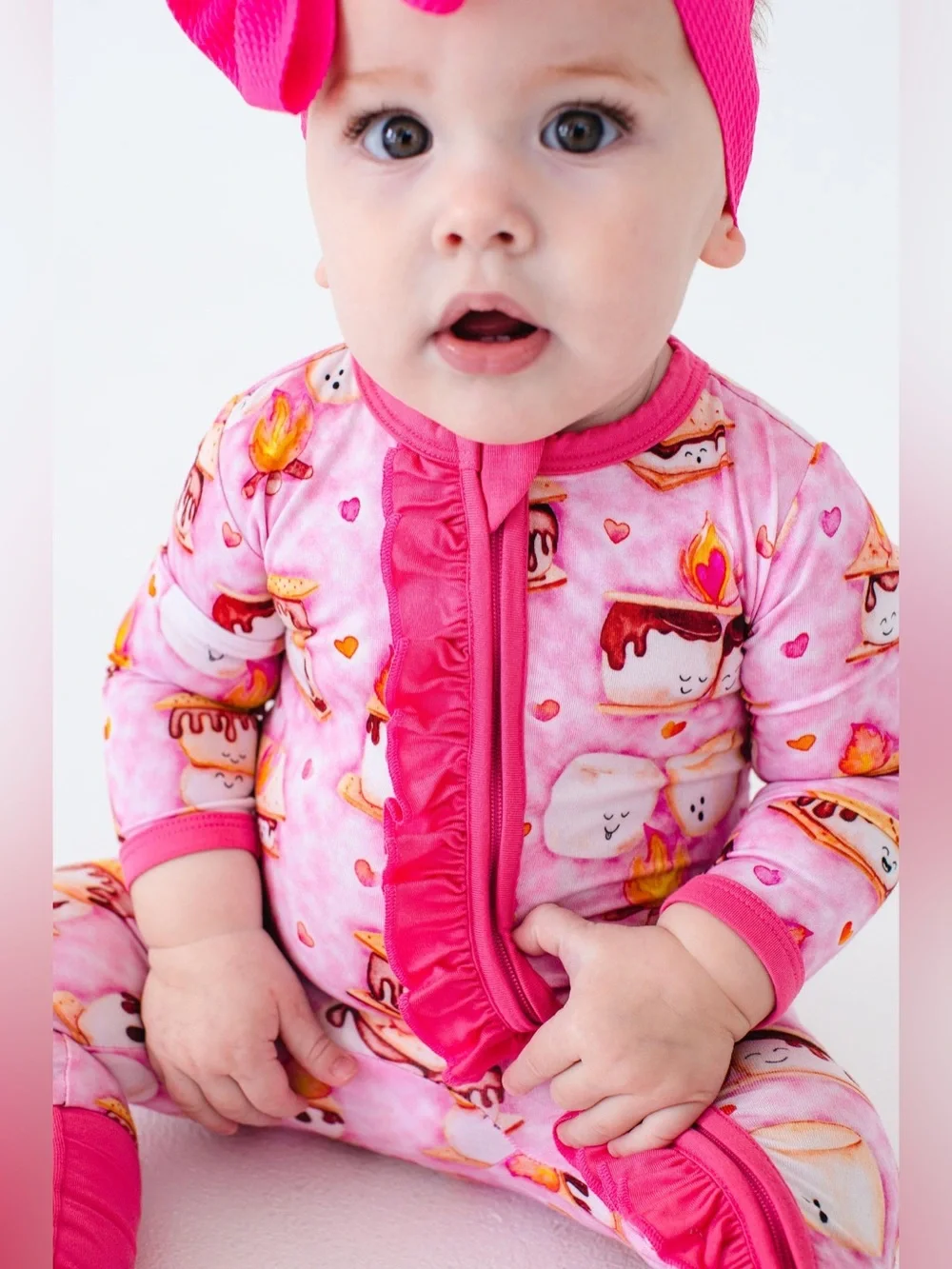 Birdie Bean Pink S’more Sadie Bamboo Viscose Convertible Romper Newborn